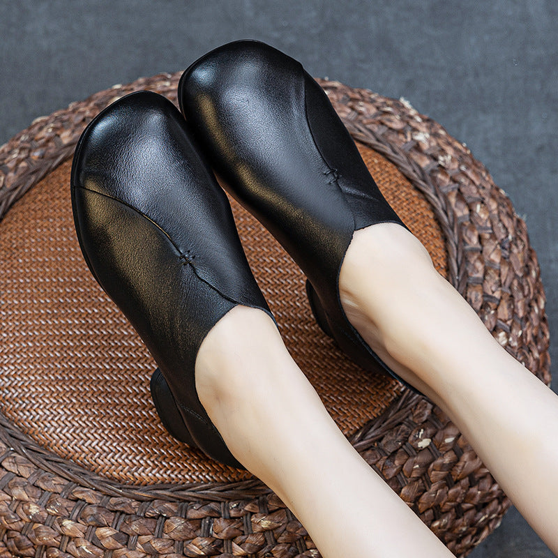 Women's Autumn Genuine Thick Soft Bottom Retro Style Washed First Layer Women's Fashion Shoes