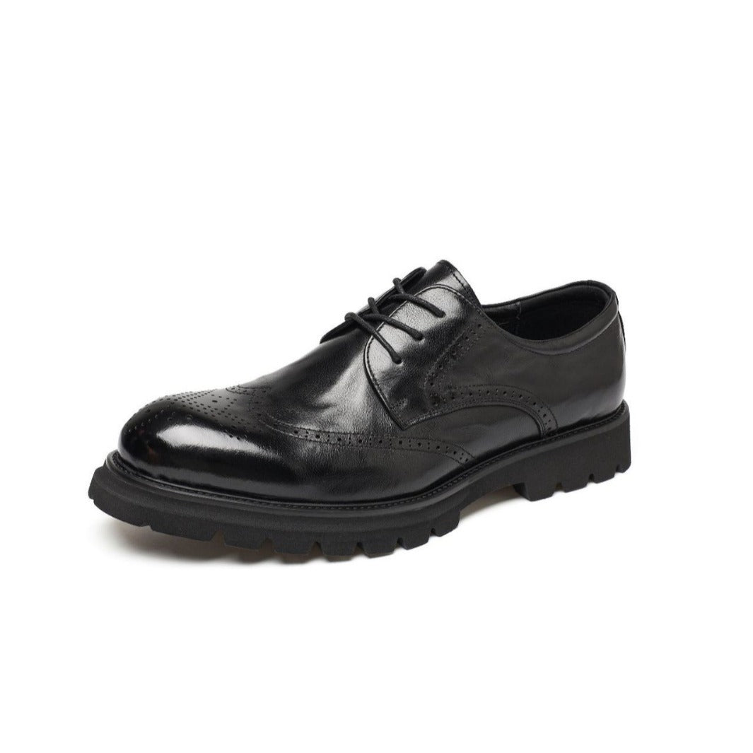 Men's Layer Cowhide Formal Business Slip-on Big Leather Shoes