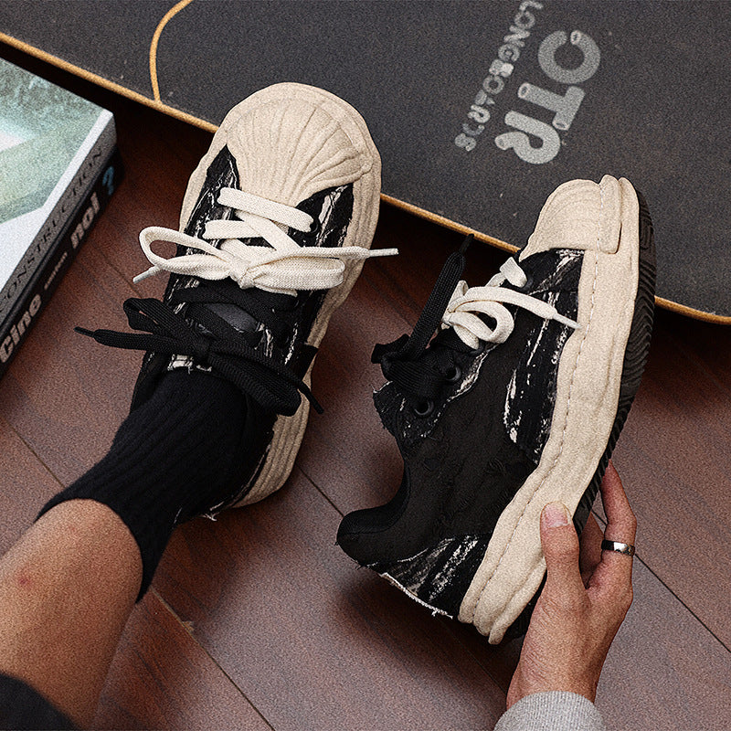 Retro Dissoed Bottom Version Thick Height Increasing Couple Men's Casual Shoes