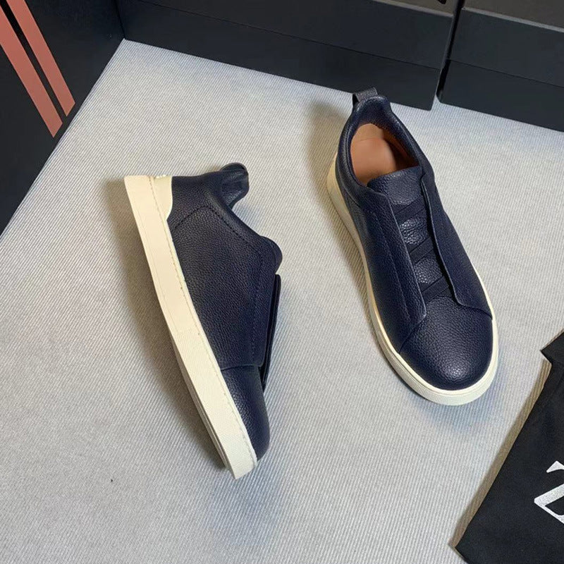Men's Genia Top Layer Cowhide Slip-on Genuine Luxury Deerskin Men's Casual Leather Shoes
