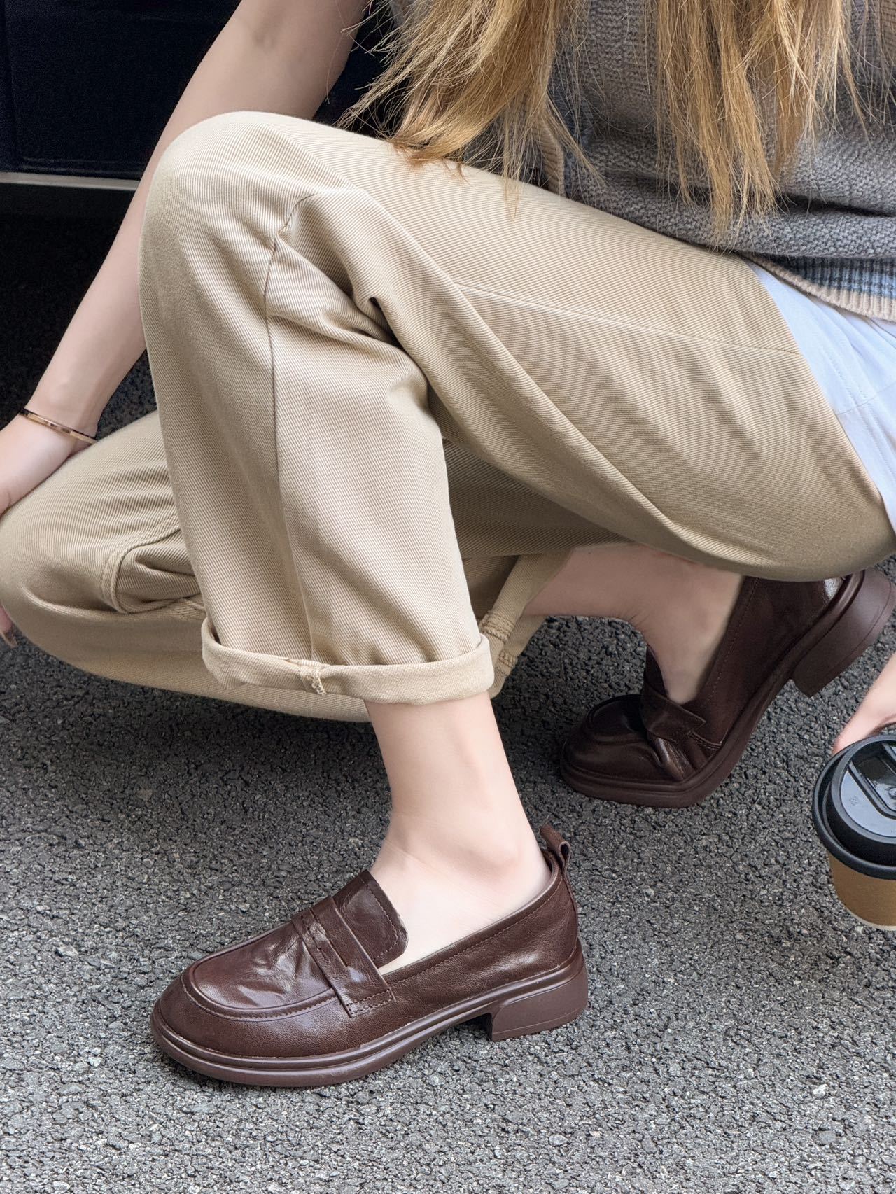 Women's British Style Sheepskin Round Head Slip-on Women's Casual Shoes