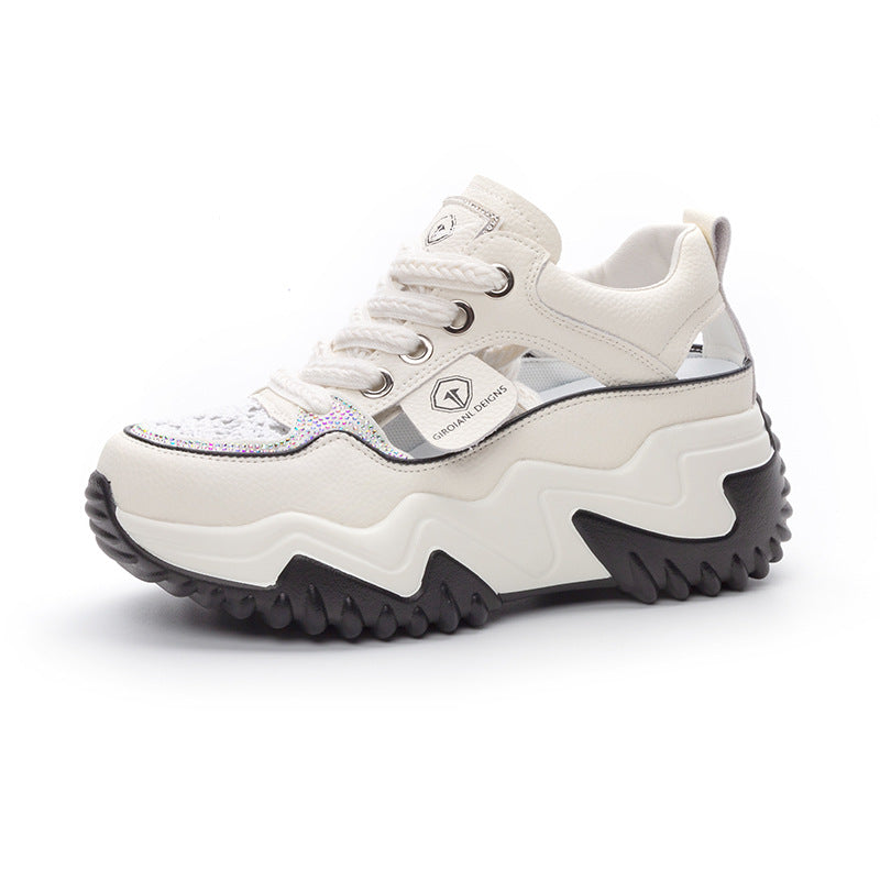 Women's Summer Versatile Platform Closed Toe Breathable White Women's Casual Shoes