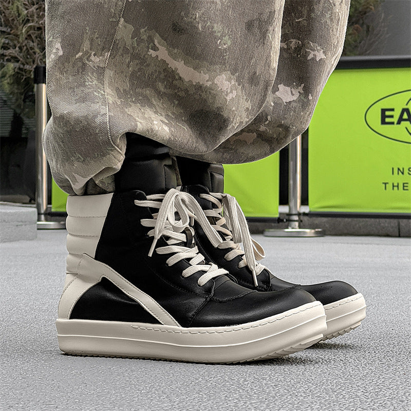 Men's Spring Fashionable Inverted Triangle Plaid Trendy Middle Thick Bottom Height Men's Casual Shoes