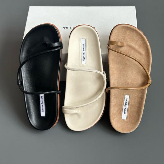 Women's & Men's Simplicity Thin Strap Roman Genuine Toe Slippers