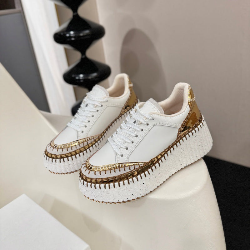 Women's Bottom Little Gospel Platform Fashion Round Toe Lace Women's Sports Shoes