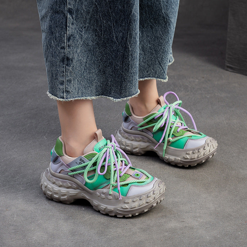 Women's Increased Durian Dad Candy Color Mesh Surface Women's Casual Shoes