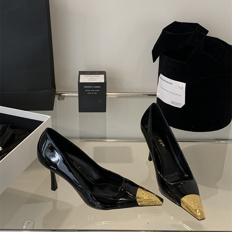 Women's Fashion Stiletto Pointed Toe Lining Metal Decorative Summer Women's Shoes