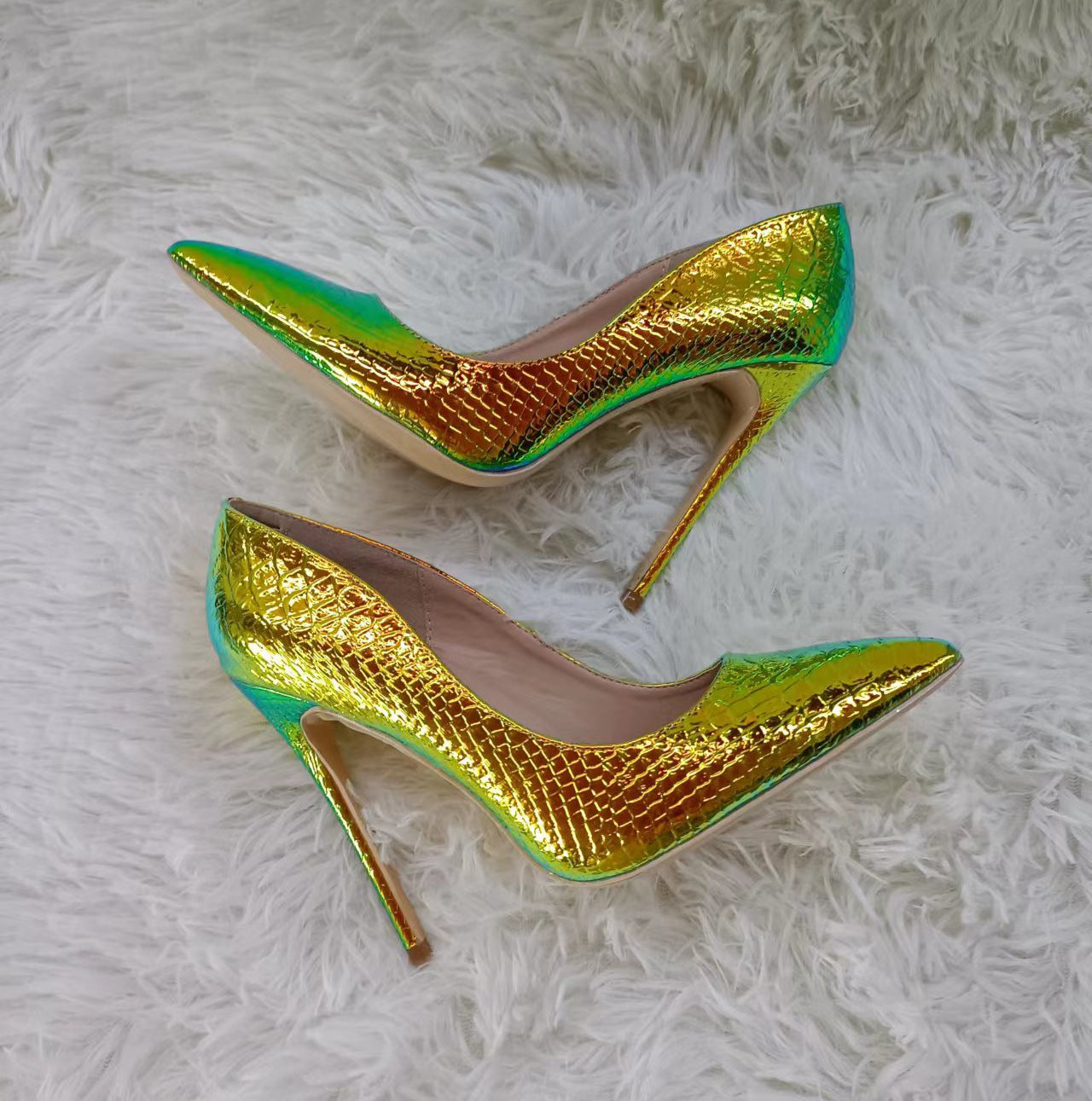 Women's Serpentine Green Pointed High Stiletto Sexy Women's Fashion Shoes