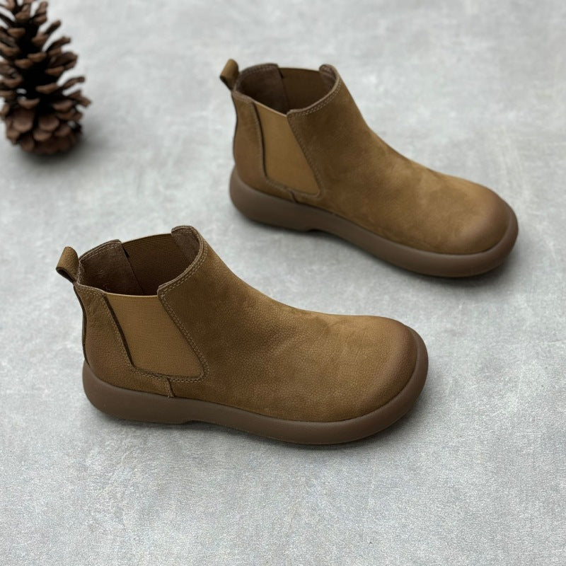 Women's Handmade Art Short Vintage Cotton Linen Round Toe Boots