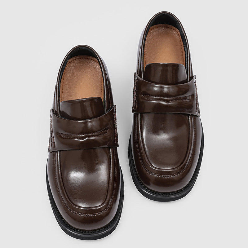 Men's Slip-on Retro Square Toe Derby Black Business Loafers