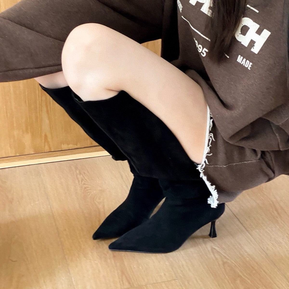 Tax-free Tube About Elegant Suede Stiletto Slimming Women's Leather Boots