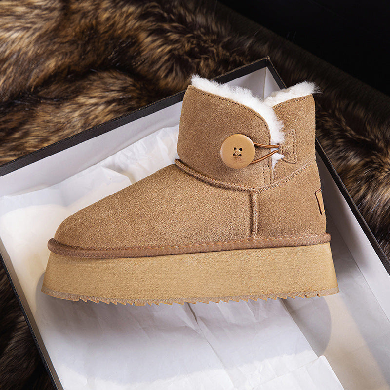 Women's Wool Fur Integrated Winter Cotton Small Snow Boots