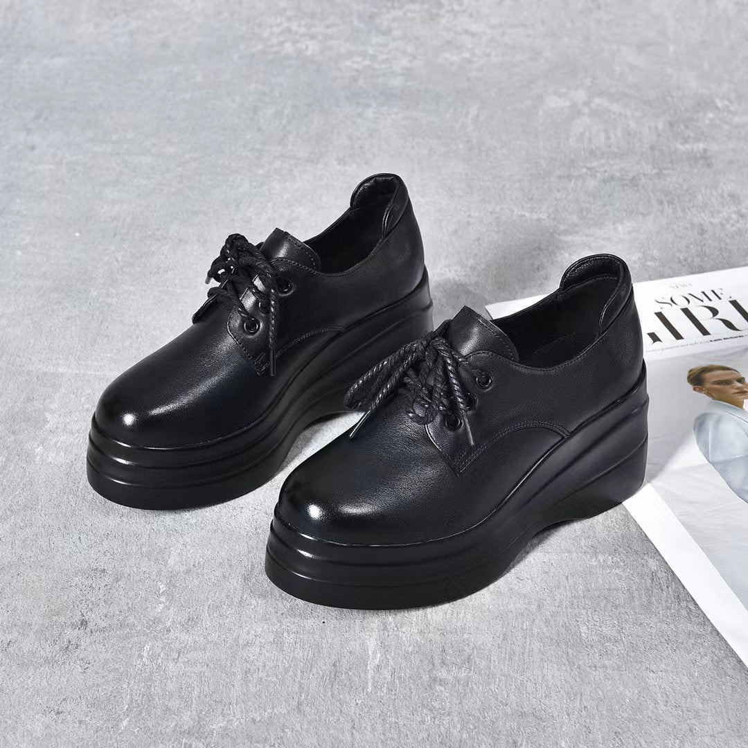 Women's Round Toe Top Layer Cowhide College Men's Shoes