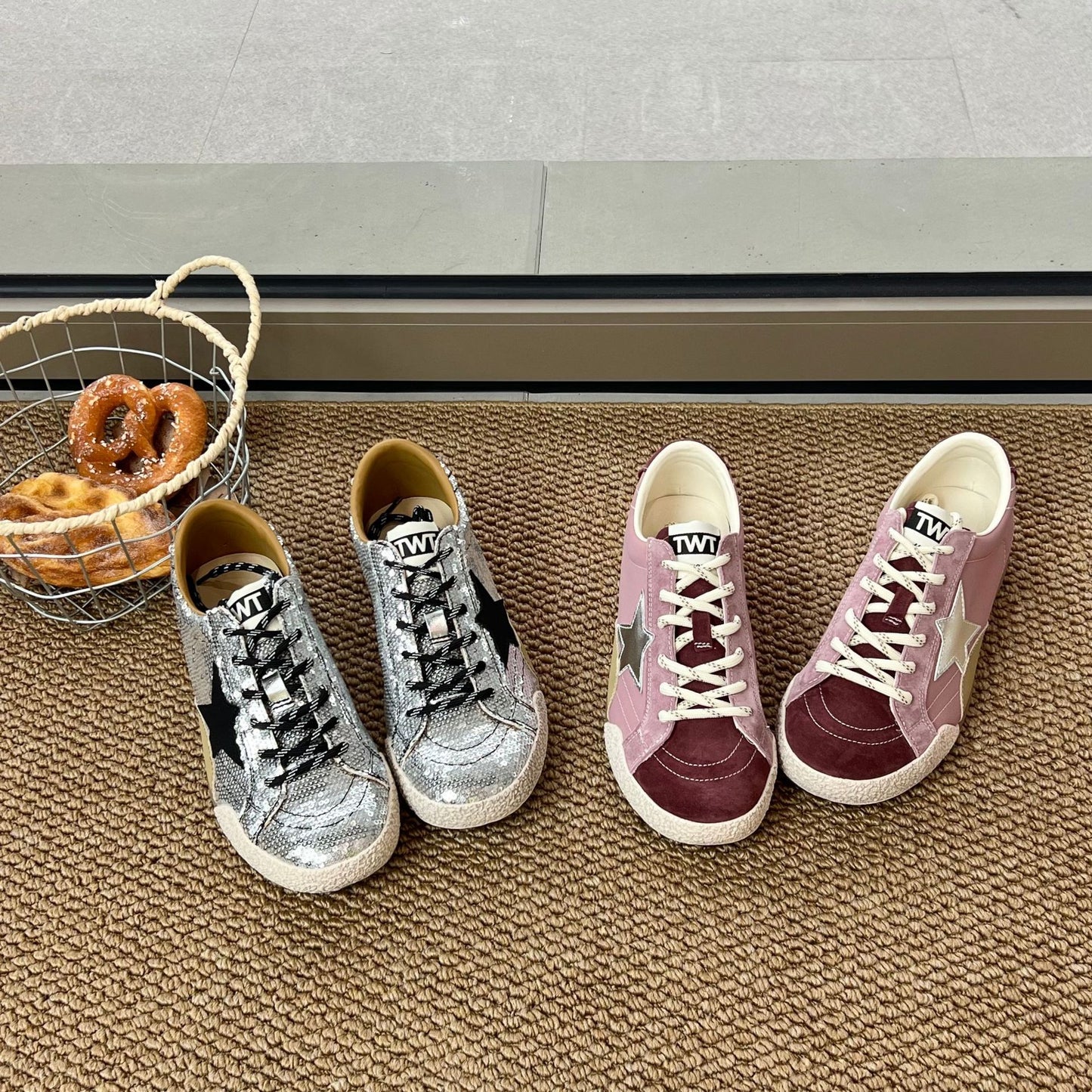 Star Pattern Spring Low Top Sequin Sneakers