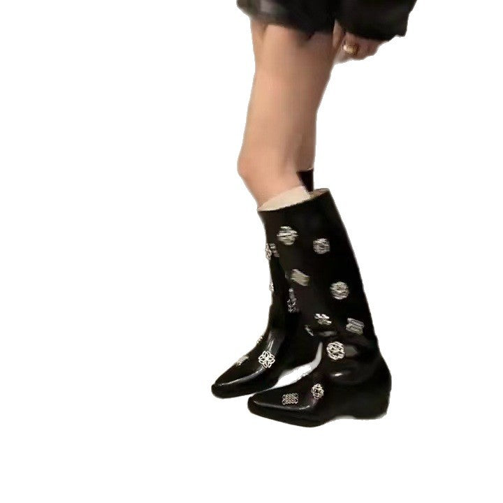 Women's Design Sense Below The Knee Knight Women's Leather Boots