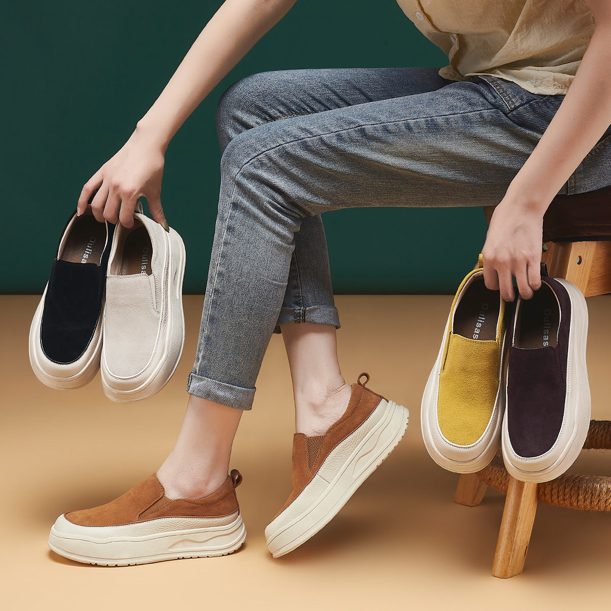 Women's Platform Round Toe Slip-on One Pedal Women's Casual Shoes