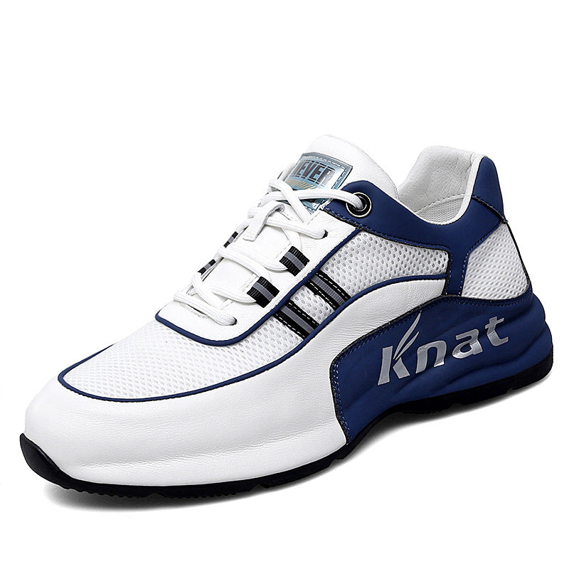 Men's Spring Cowhide Light Luxury Bottom Sports Platform Height Increasing Sneakers