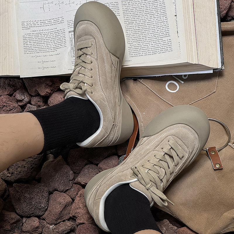 Men's High-grade Platform Big Toe Beige Men's Board Shoes