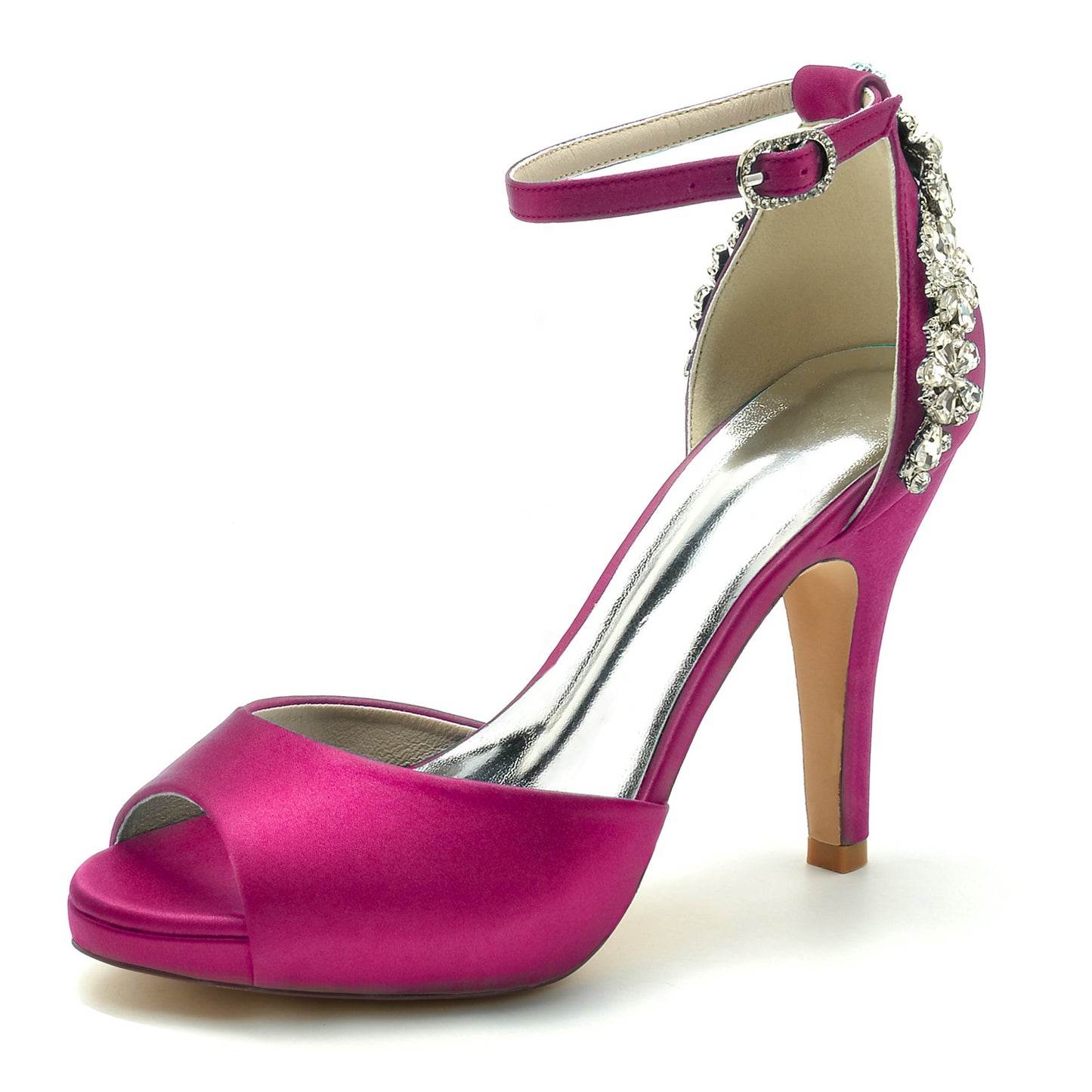 Women's Waterproof Platform Hollow Rhinestone Wristband Wedding Bridal Heels