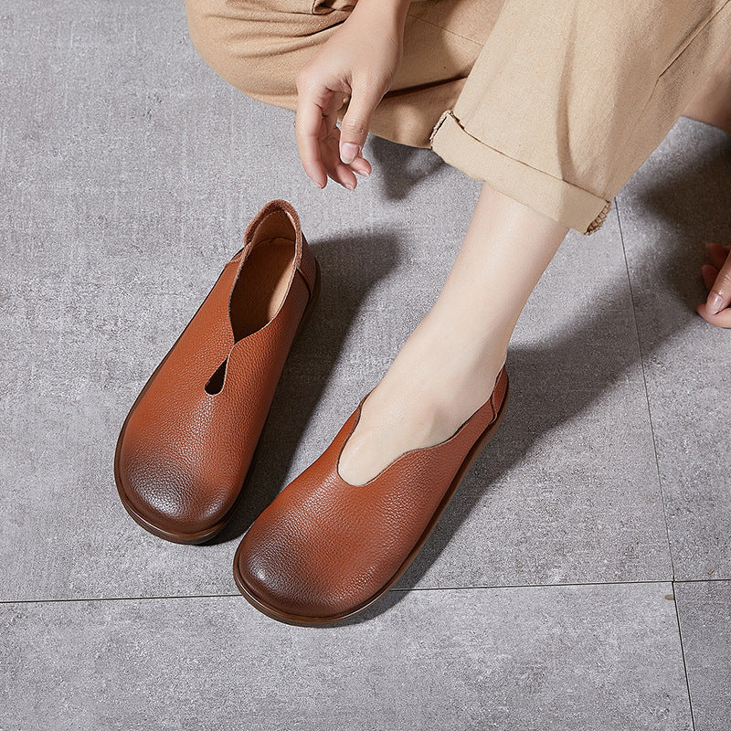 Women's Surface First Layer Cowhide Comfortable Pregnant Casual Shoes