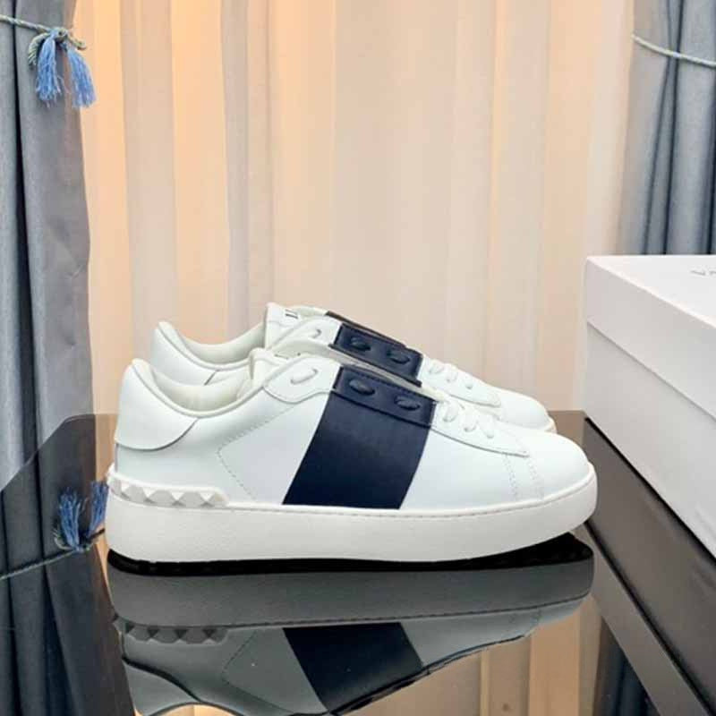 Women's & Men's Rivet White Top Layer Cowhide Platform Sneakers