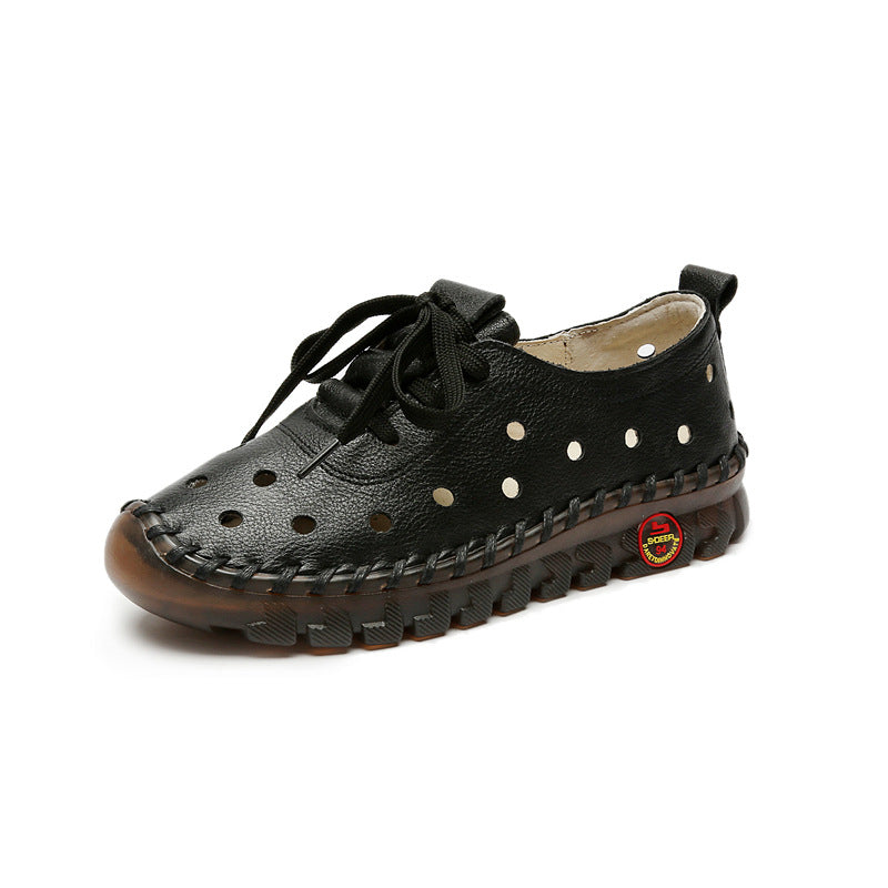 Women's Hole Genuine Comfortable Soft Soled Flats Women's Casual Shoes