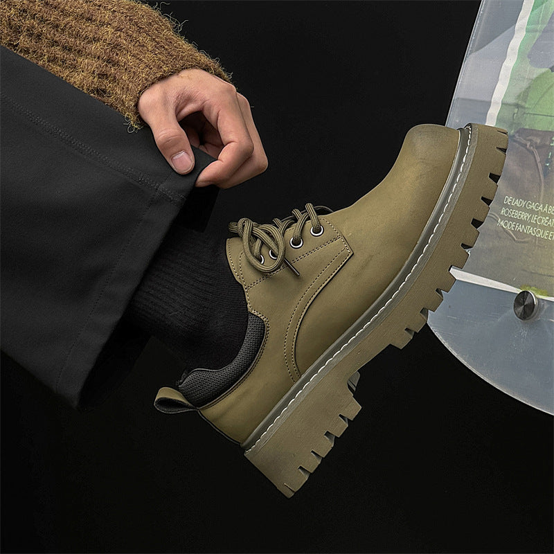 Men's Derby Martin Vintage Platform Height Increasing Men's Business Leather Shoes