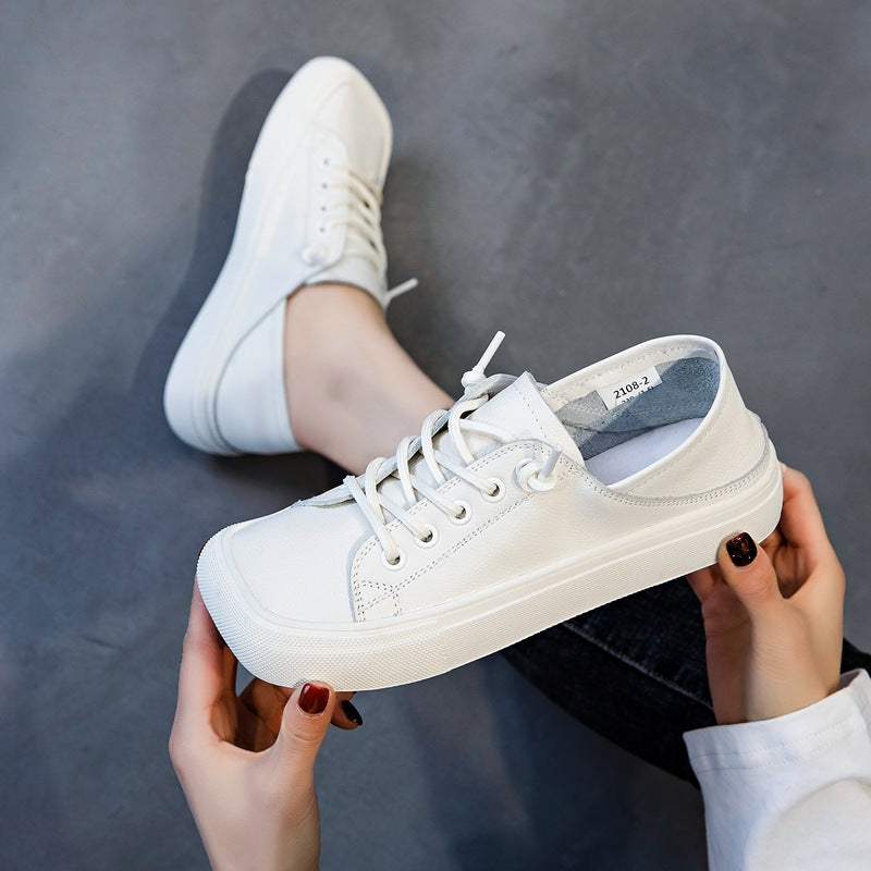 Women's Spring Square Toe Board Genuine Fashion Sneakers