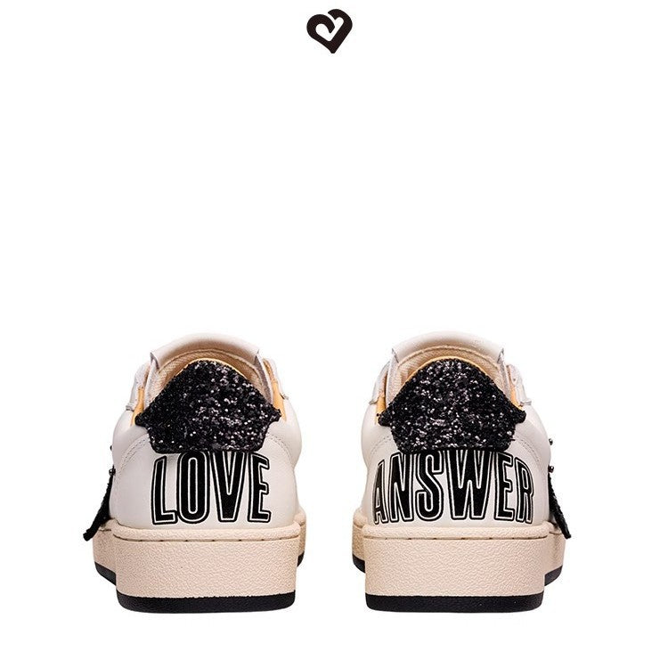 Women's First Layer Cowhide Versatile Breathable White Men's Board Shoes