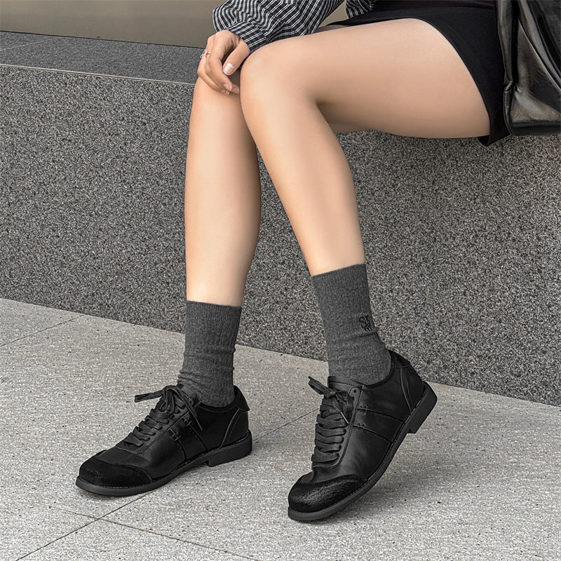 Men's White German Training British Style Commuter Leather Shoes