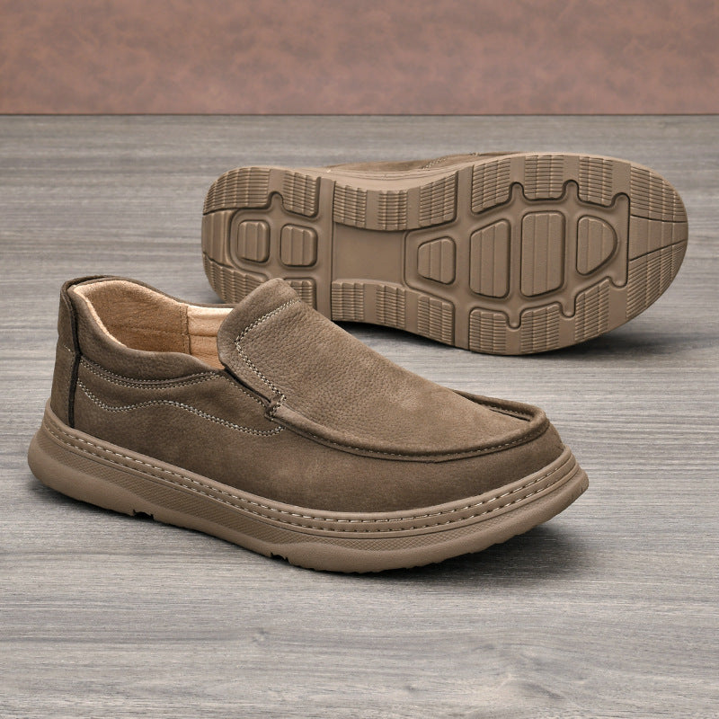 Men's Genuine Business Soft Bottom Round Head One Pedal Leather Shoes