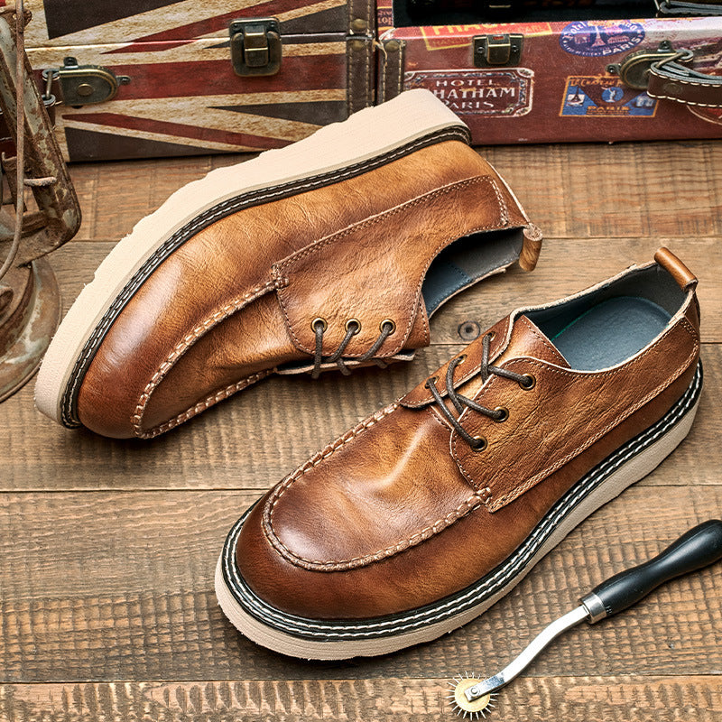 Men's British Retro Green Derby Soft Business Leather Shoes