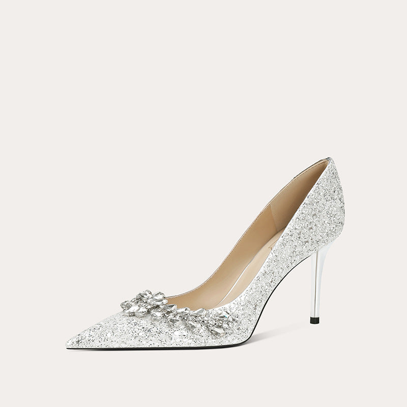 Women's Crystal Bridal Main Dress Beautiful High Heels