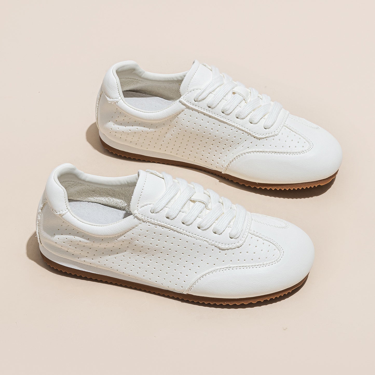 Women's White Summer First Layer Cowhide Platform Elevator Wild Casual Shoes