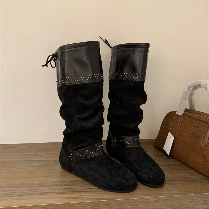 Women's Rivet Height Increasing Insole Western Cowboy Boots