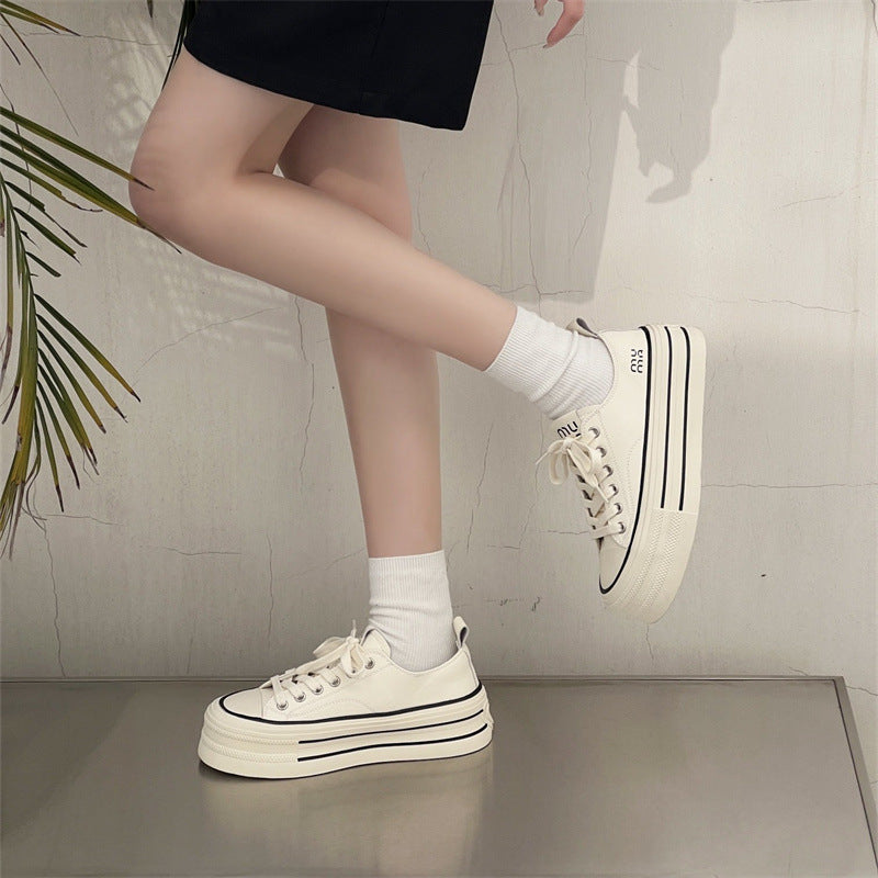 Women's Heightened Single Layer Breathable Low-cut Thick-soled Spring Fashion Women's Casual Shoes