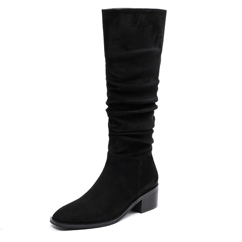 Women's Height Increasing Insole Pile Style High Boots