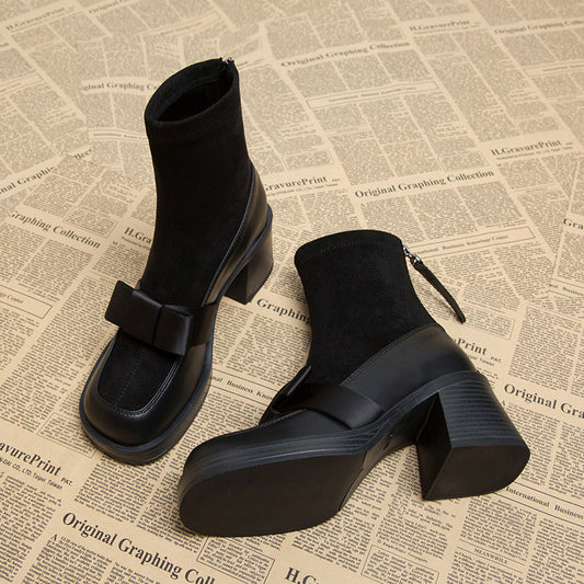 Women's Thin Single Winter Bow High Boots