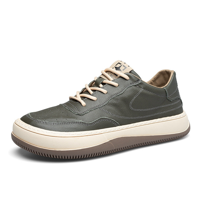 Men's British Style Head Tilt Small Soft Bottom Breathable Autumn Cowhide Men's Board Shoes