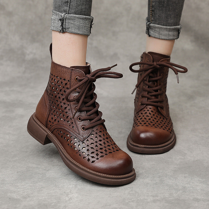 Women's Hollow Out Flat Low Short Soft Boots