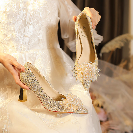 Bridal Wedding Shallow Mouth Pointed Toe Heels