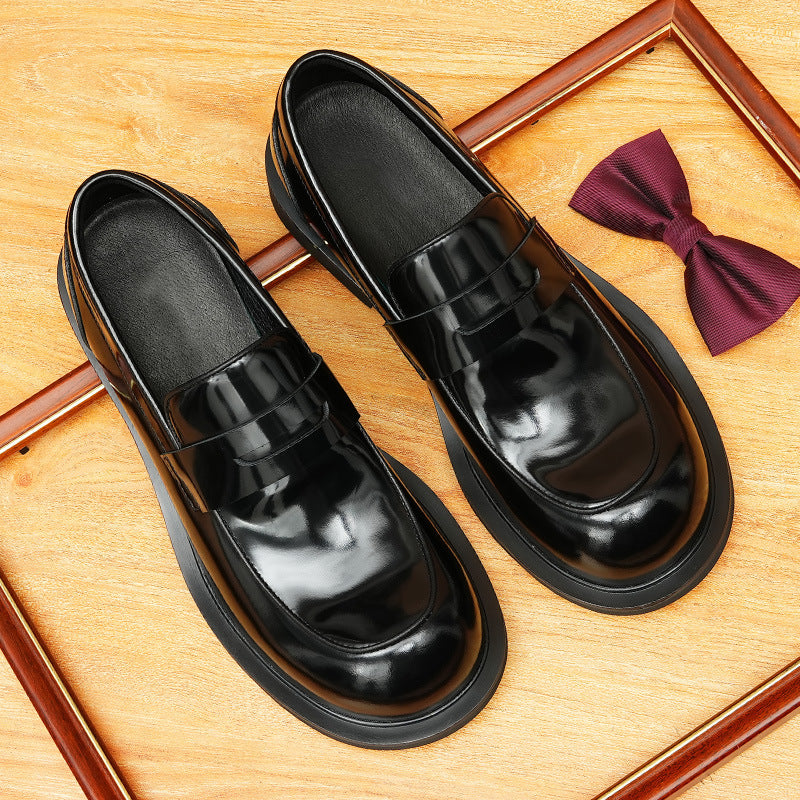 Men's Foot Big Head High-grade Glossy Slip-on Men's Business Leather Shoes