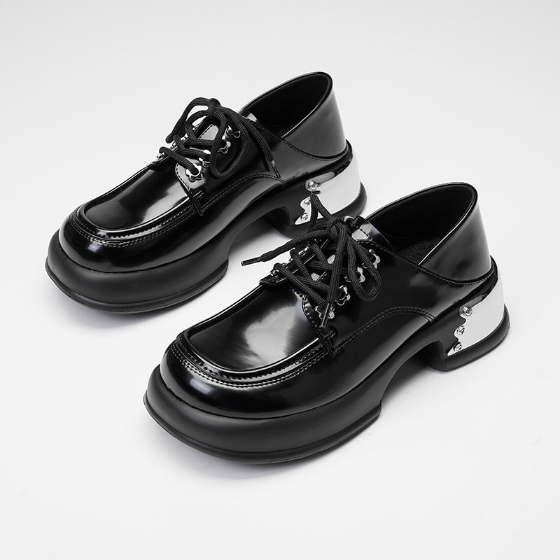 Jane British Style Authentic College Raise The Bottom Leather Shoes