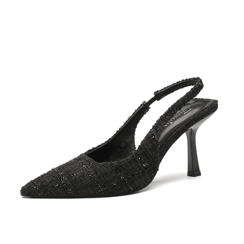 Women's Back Empty Closed Toe With Skirt High Heeled Sandals