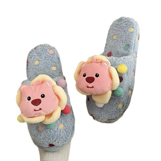 Cute Plush Dopamine Color Summer Cotton Sandals