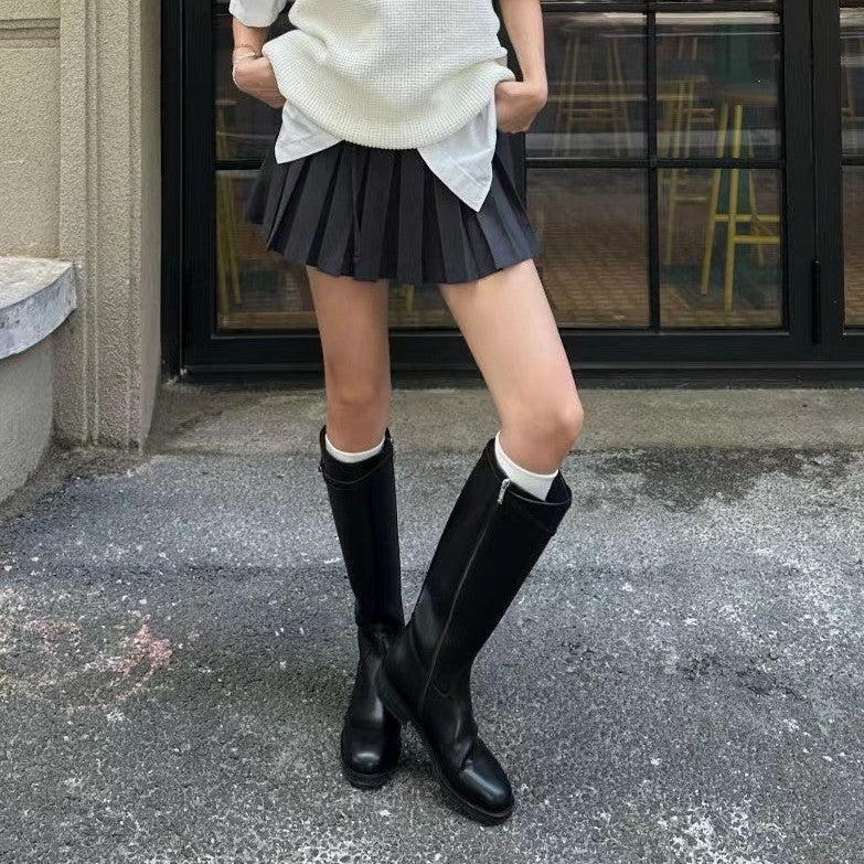Version Knight British Style Female Platform Women's Leather Boots