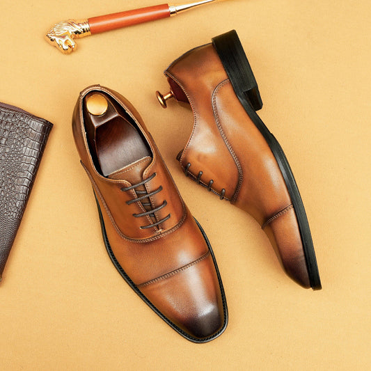 Men's Formal Wear Authentic Square Toe Oxford Leather Shoes