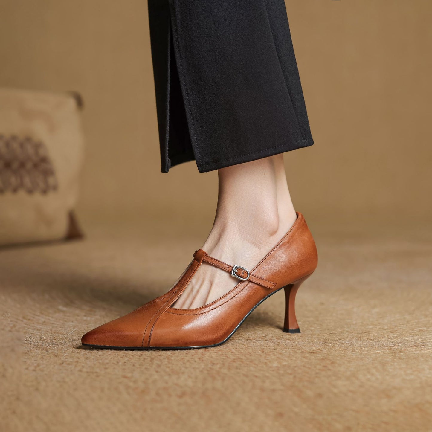 Women's Pointed Toe Low-cut Korean Style Strap Stiletto Women's Fashion Shoes