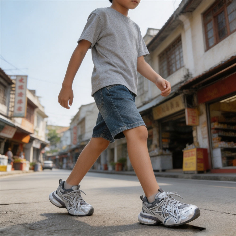 Children's Single Mesh Breathable Korean Fashion Retro Casual Shoes