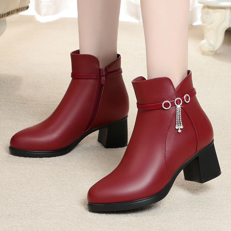 Women's Mother's Soft Bottom Short Mid Fleece-lined Women's Shoes